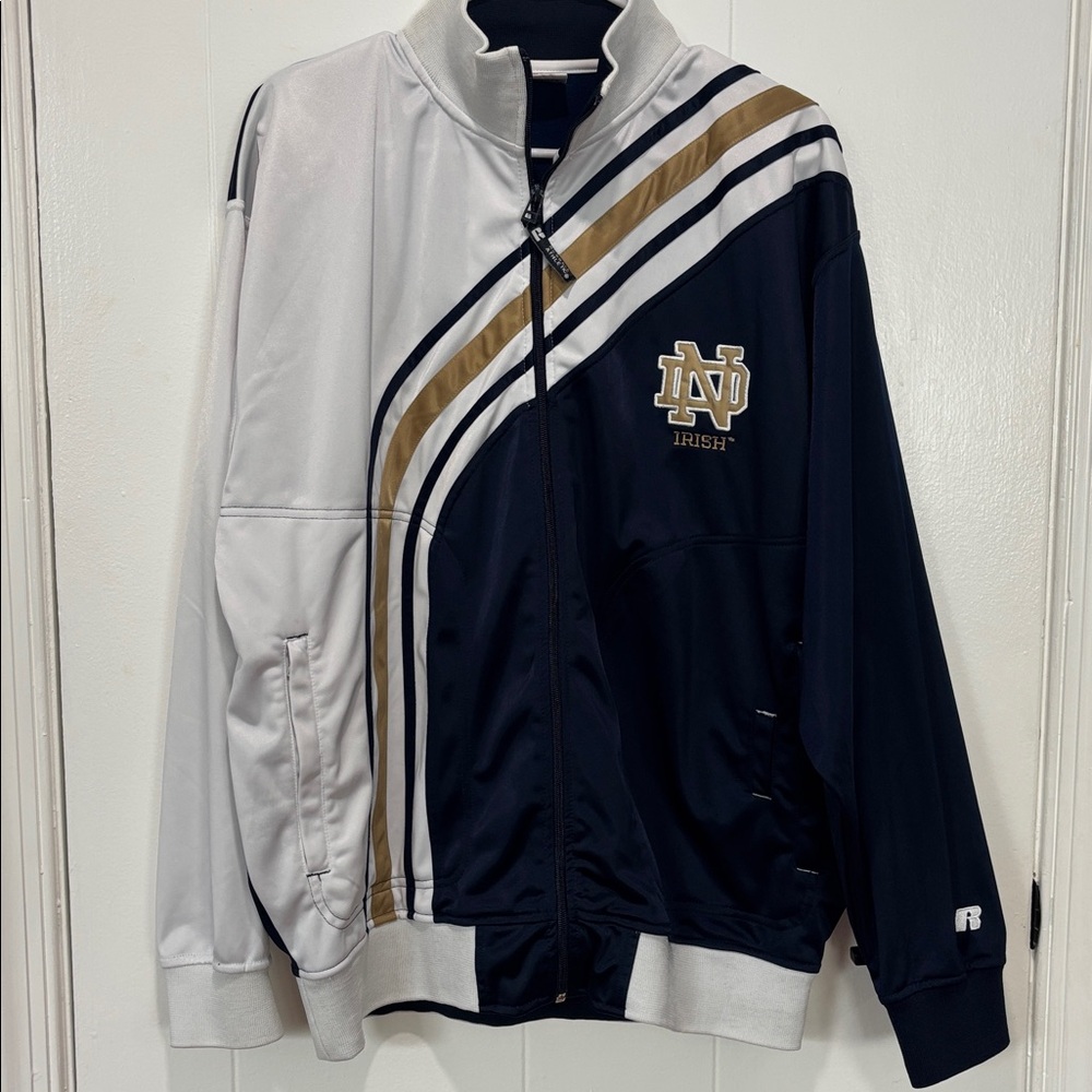 Vintage Russell Athletic - Notre Dame - Navy & White Track Jacket - Men’s Large